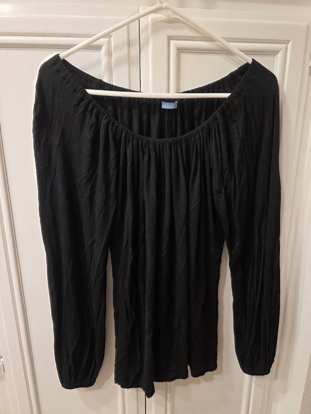 Jasmine Sola Women's Black Off-Shoulder Long Sleeve Women’s Top ~ Size Small